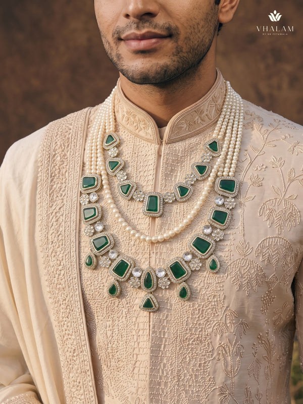 Emerald Green Geometric & Teardrop Dulha Mala, view 4