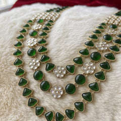 Emerald Green Teardrop & Ivory Bead Panel Dulha Mala, view 5