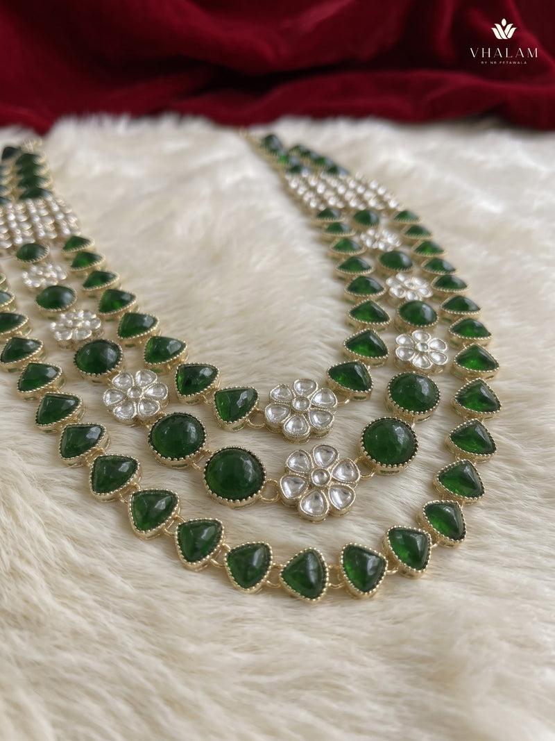 Emerald Green Teardrop & Ivory Bead Panel Dulha Mala, view 6