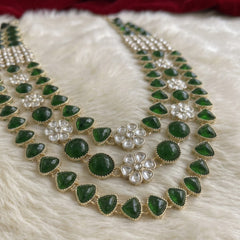Emerald Green Teardrop & Ivory Bead Panel Dulha Mala, view 6