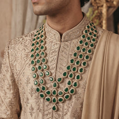 Emerald Green Teardrop Stone Layered Dulha Mala, view 1