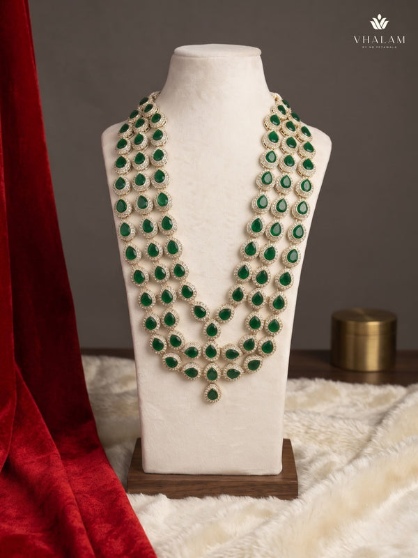 Emerald Green Teardrop Stone Layered Dulha Mala, view 3