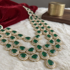 Emerald Green Teardrop Stone Layered Dulha Mala, view 4