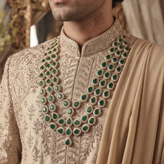 Emerald Green Teardrop Stone Layered Dulha Mala, view 5