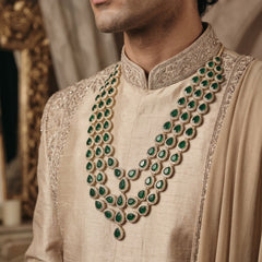 Emerald Green Teardrop Stone Layered Dulha Mala, view 7