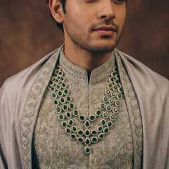 Emerald Green Teardrop Stone Layered Dulha Mala, view 8