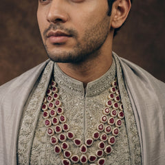 Ruby Red Teardrop Stone Layered Dulha Mala, view 2