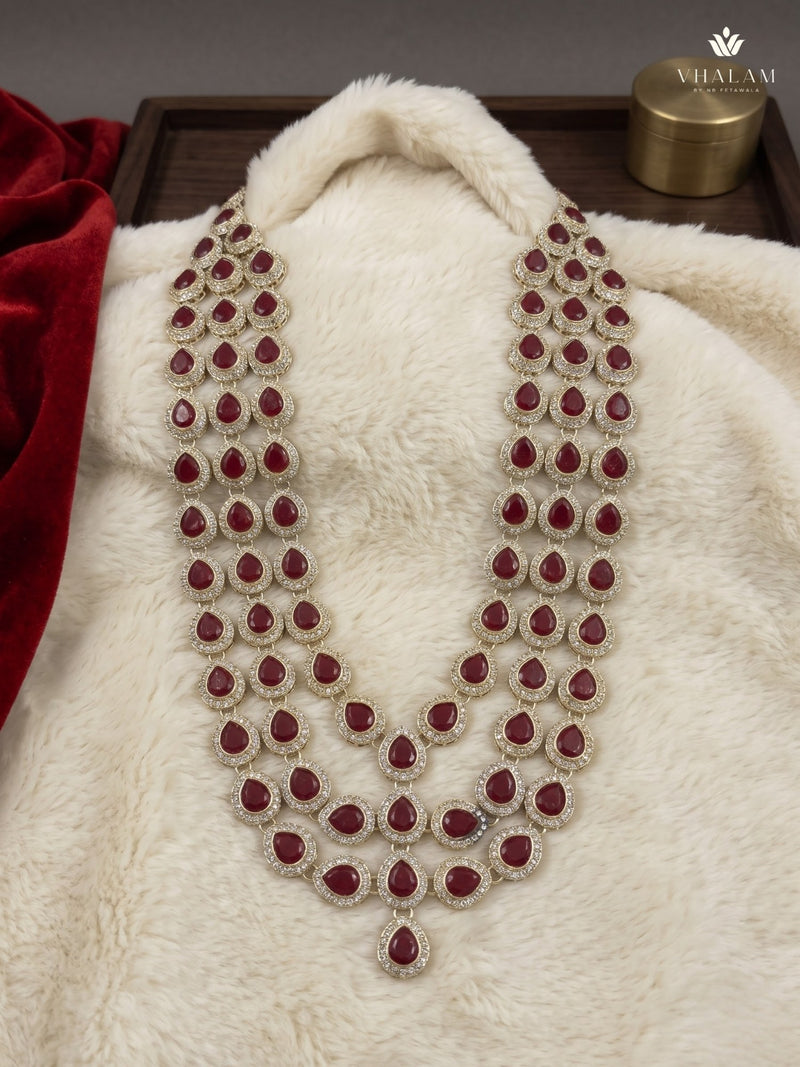 Ruby Red Teardrop Stone Layered Dulha Mala, view 6
