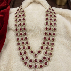 Ruby Red Teardrop Stone Layered Dulha Mala, view 6