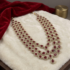 Ruby Red Teardrop Stone Layered Dulha Mala, view 7