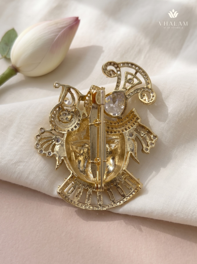 Shrinathji Glory Brooch with Clear Accents