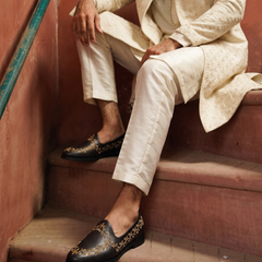 Black Gold Vine Embroidered Wedding Loafers | styling view 4