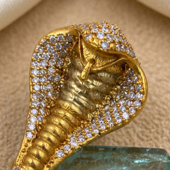 Gold-Tone Cobra Brooch with Pastel Green Accent, detail view