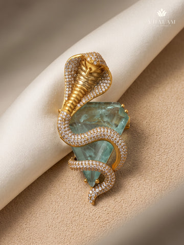 Gold-Tone Cobra Brooch with Pastel Green Accent