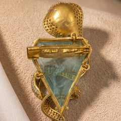 Gold-Tone Cobra Brooch with Pastel Green Accent, rear view