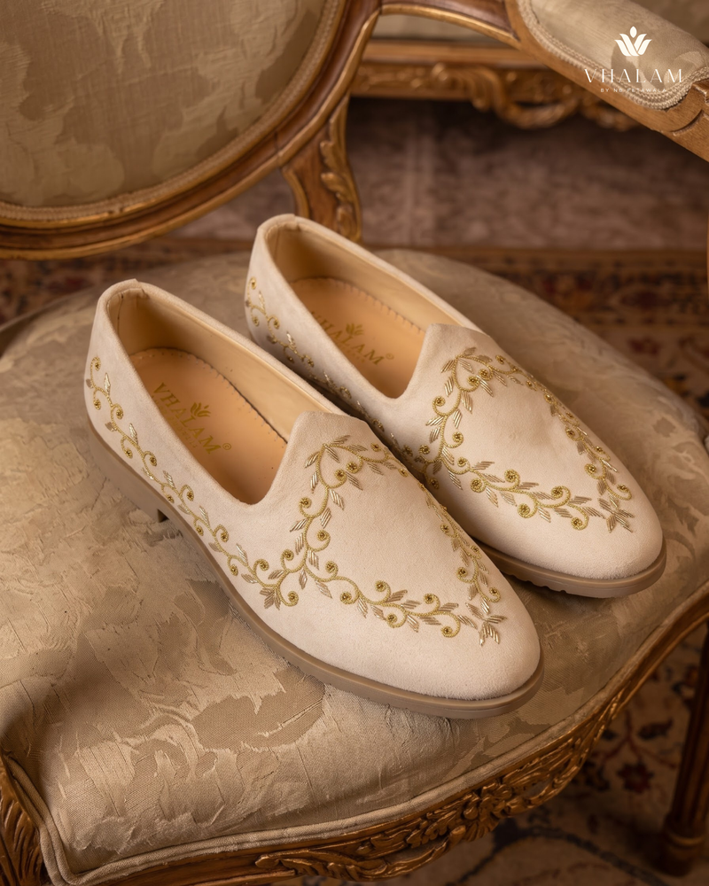 Golden Bird cream loafers | pair hero