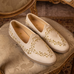 Golden Bird cream loafers | pair hero