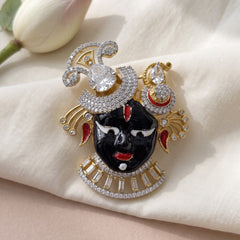 Devotional Face Brooch with Clear Accents, front view