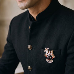 Devotional Face Brooch with Clear Accents, styled view