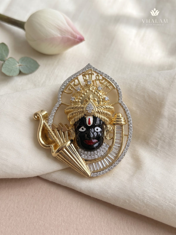 Devotional Face Brooch with Trident Motif, front view