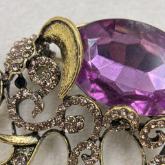 Gold-Tone Pink Elephant Brooch, detail view