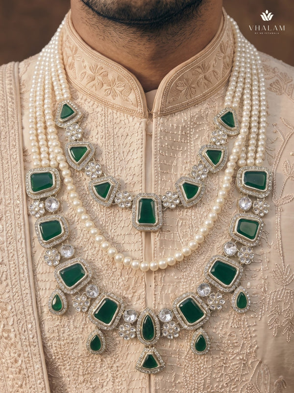 Emerald Green Geometric & Teardrop Dulha Mala, view 1