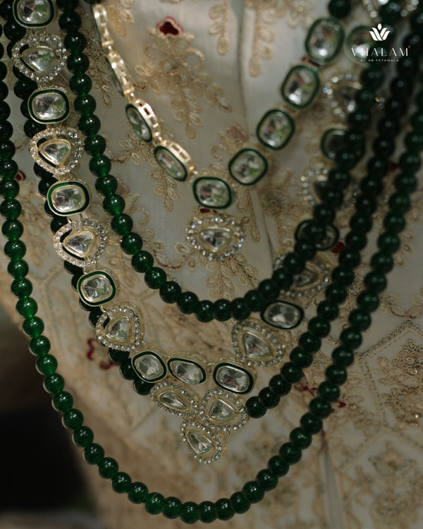 Groom Kundan Green Five Layer Mala