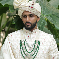Groom Kundan Green Five Layer Mala