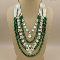 Groom Kundan Green Five Layer Mala