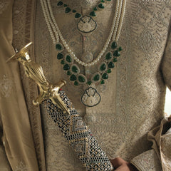 Dulha Pearl & Green Stone Double-Layer Mala