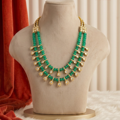 Emerald Green Two-Layer Drop Dulha Mala, gallery view 1