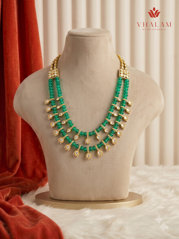 Emerald Green Two-Layer Drop Dulha Mala, gallery view 1