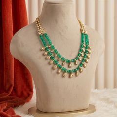 Emerald Green Two-Layer Drop Dulha Mala, gallery view 2