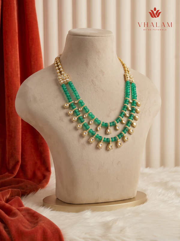 Emerald Green Two-Layer Drop Dulha Mala, gallery view 2