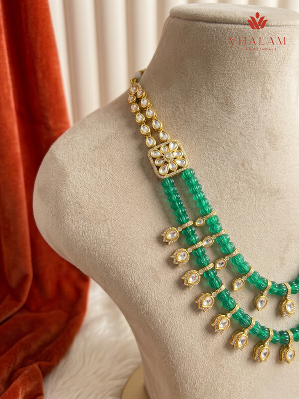 Emerald Green Two-Layer Drop Dulha Mala, gallery view 3