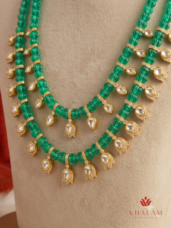 Emerald Green Two-Layer Drop Dulha Mala, gallery view 4