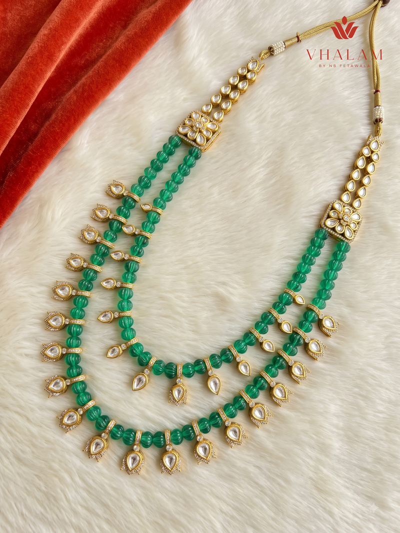 Emerald Green Two-Layer Drop Dulha Mala, gallery view 5
