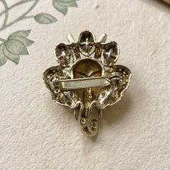 Ganesha Head Brooch with Clear Accents, rear view