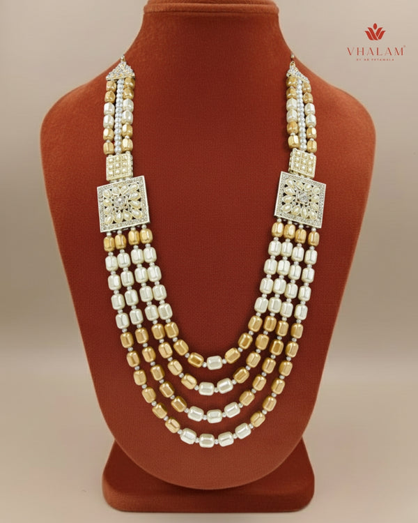 Groom Square Polki Side Pendant Kantha