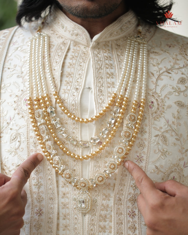 Groom Square Polki Side Pendant Kantha