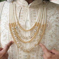 Groom Square Polki Side Pendant Kantha