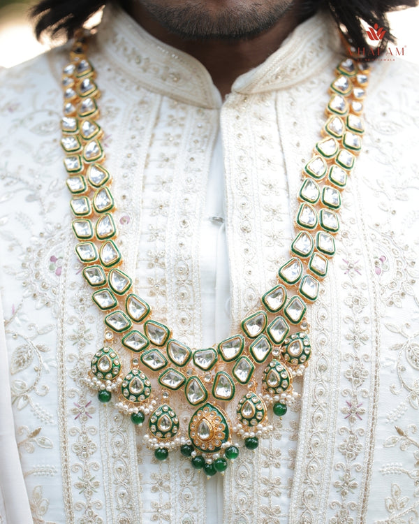 Groom Heavy Polki Meenakari Single-Strand Mala