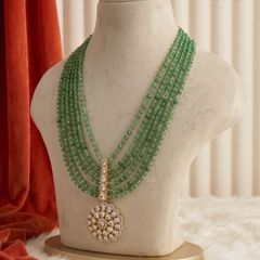 Green Multi-Strand Floral Pendant Dulha Mala, gallery view 2