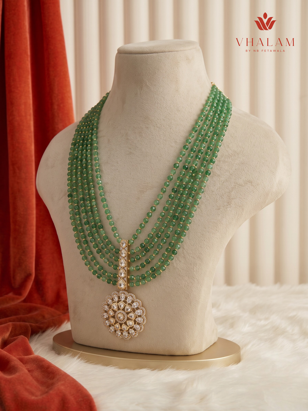 Green Multi-Strand Floral Pendant Dulha Mala, gallery view 2