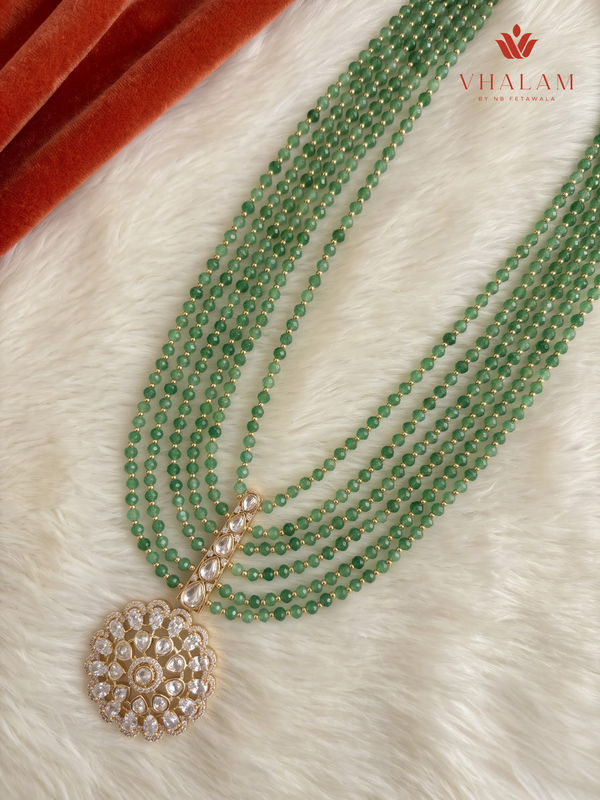 Green Multi-Strand Floral Pendant Dulha Mala, gallery view 3