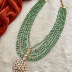 Green Multi-Strand Floral Pendant Dulha Mala, gallery view 4