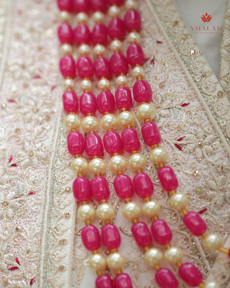 Dulha Pink & Beige Pearl Multi-Layer Mala