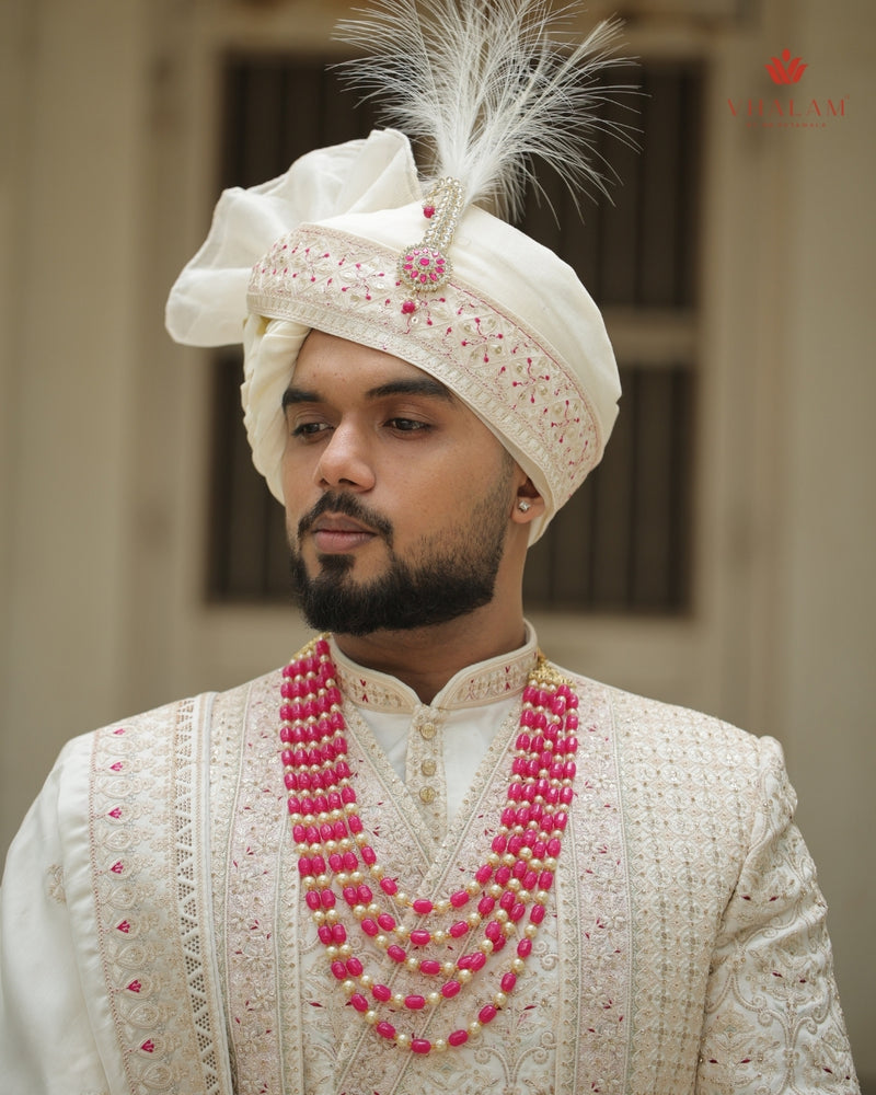 Dulha Pink & Beige Pearl Multi-Layer Mala