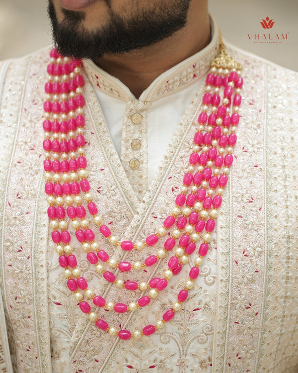 Dulha Pink & Beige Pearl Multi-Layer Mala