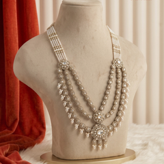 Ivory Pearl Floral Moissanite Dulha Mala, gallery view 2